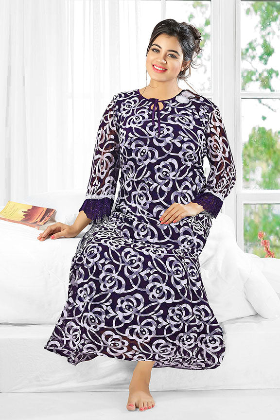Buy online Round Neck Printed Night Gown from sleepwear for Women by Be You  for ₹999 at 39% off | 2024 Limeroad.com